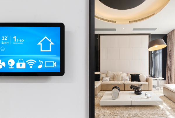 smart phone with apps in modern living room