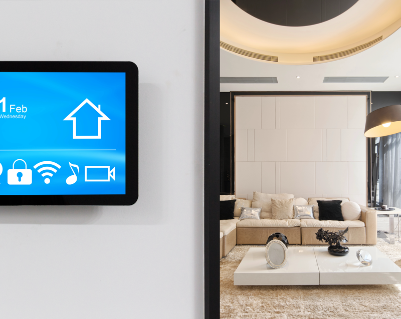 smart phone with apps in modern living room